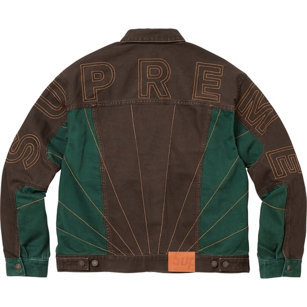 Supreme Radial Embroidered Denim Trucker Jacket - Brown (front)