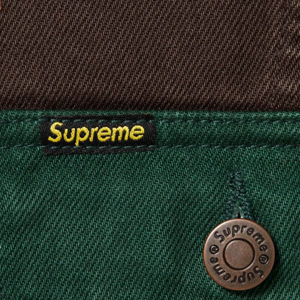 Supreme Radial Embroidered Denim Trucker Jacket - Brown (front)