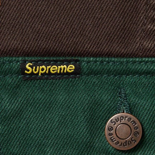 Supreme Radial Embroidered Denim Trucker Jacket - Brown (front)