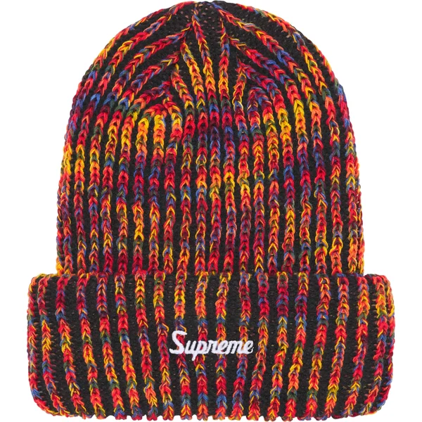 Supreme Rainbow Loose Gauge Beanie - Black (front)