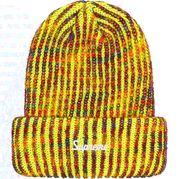 Supreme Rainbow Loose Gauge Beanie - Neon Yellow (front)