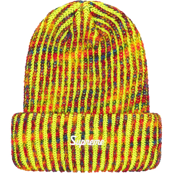 Supreme Rainbow Loose Gauge Beanie - Neon Yellow (front)