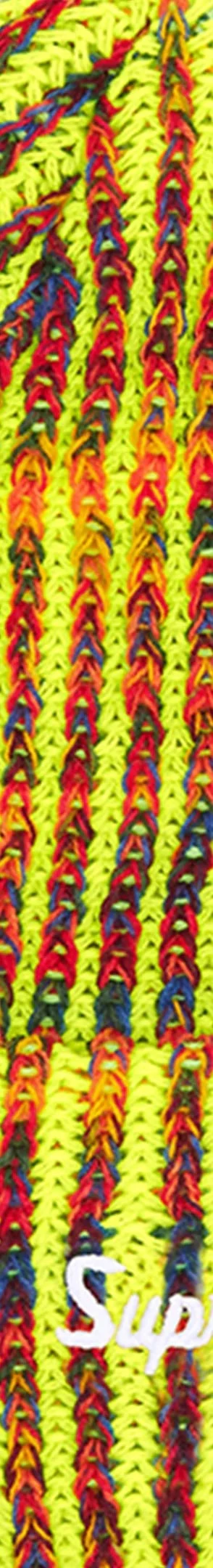 Supreme Rainbow Loose Gauge Beanie - Neon Yellow (front)