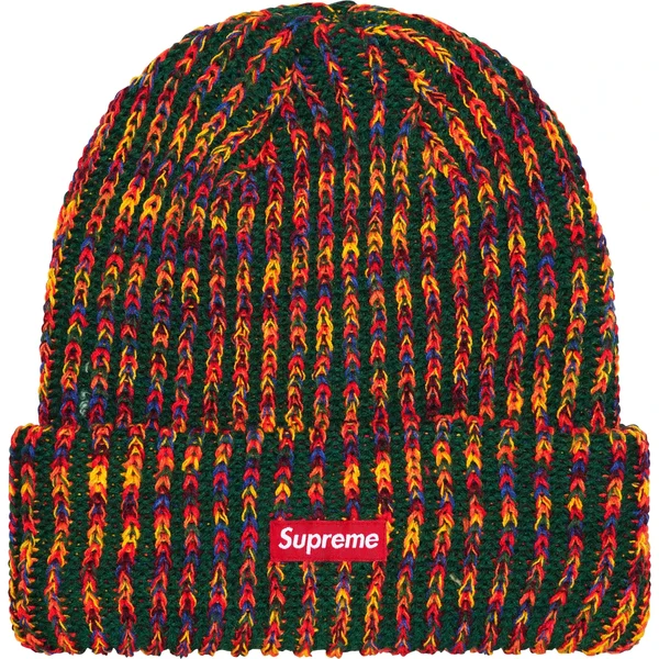 Supreme Rainbow Loose Gauge Beanie - Olive (front)