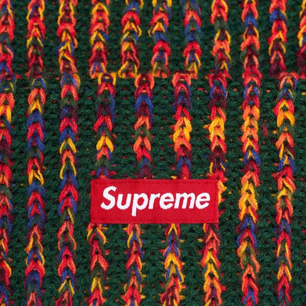 Supreme Rainbow Loose Gauge Beanie - Olive (front)
