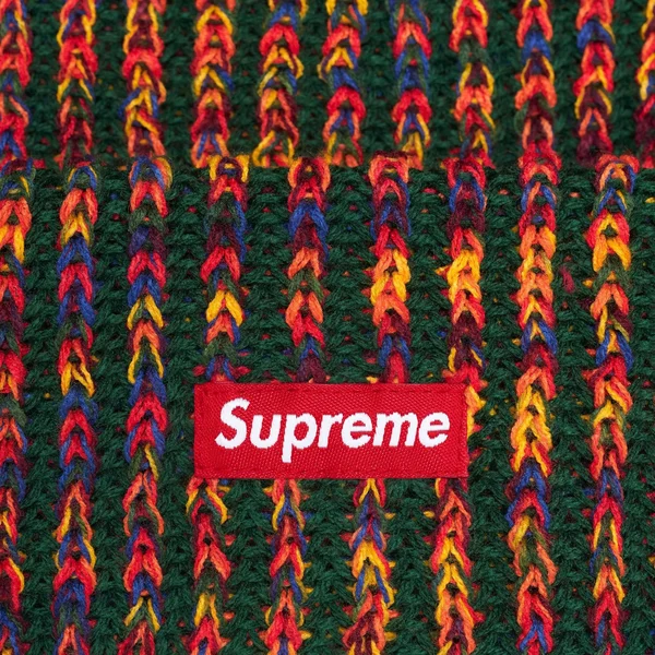 Supreme Rainbow Loose Gauge Beanie - Olive (front)