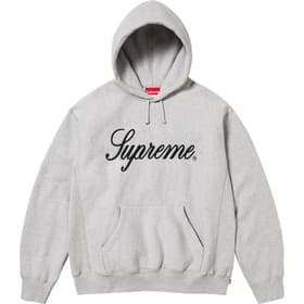 Supreme Raised Script Hooded Sweatshirt Heather Grey