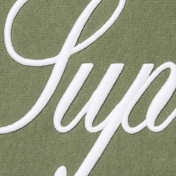 Supreme Raised Script Hooded Sweatshirt - Light Olive (front)