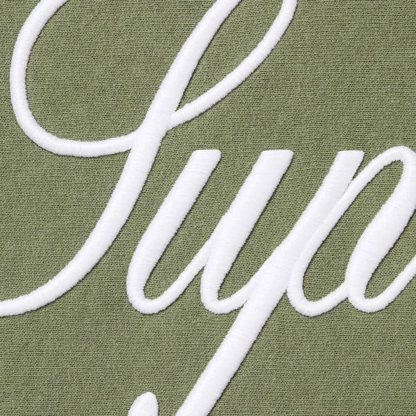 Supreme Raised Script Hooded Sweatshirt - Light Olive (front)