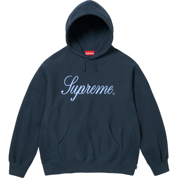 Supreme Raised Script Hooded Sweatshirt - Navy (front)