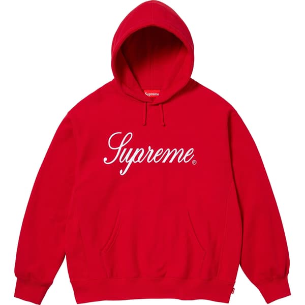 Supreme Raised Script Hooded Sweatshirt - Red (front)