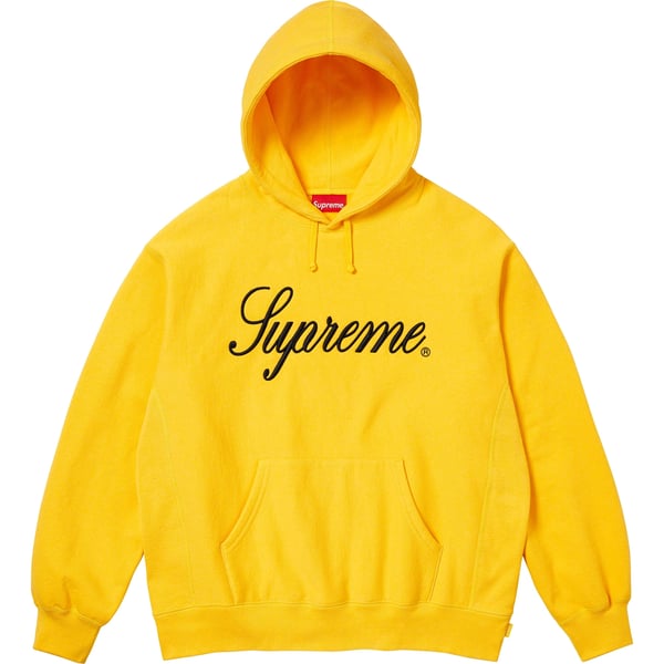 Supreme Raised Script Hooded Sweatshirt - Yellow (front)