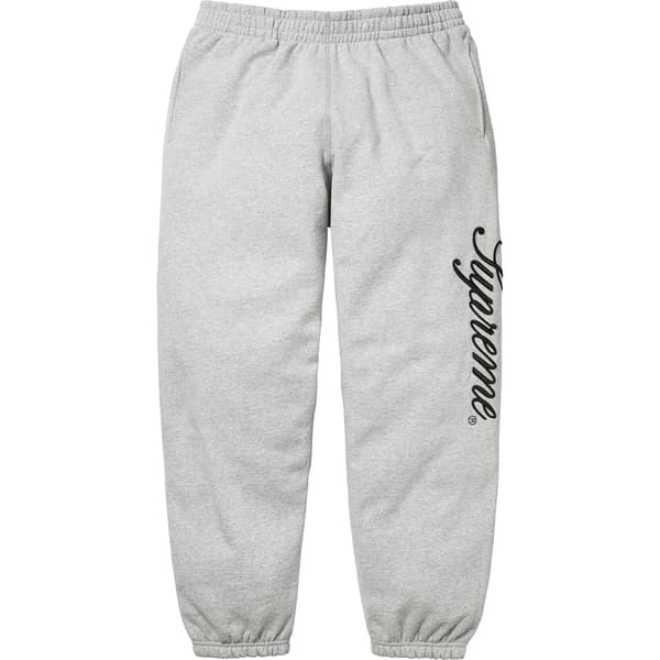 Supreme Raised Script Sweatpant - Heather Grey (front)