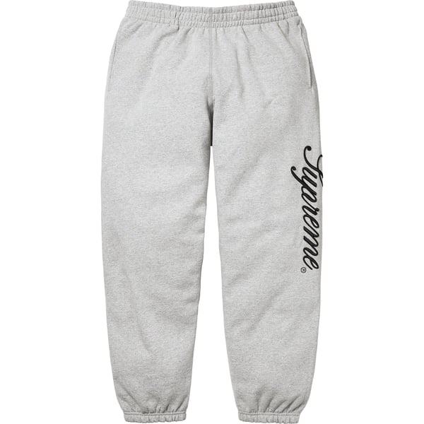 Supreme Raised Script Sweatpant - Heather Grey (front)