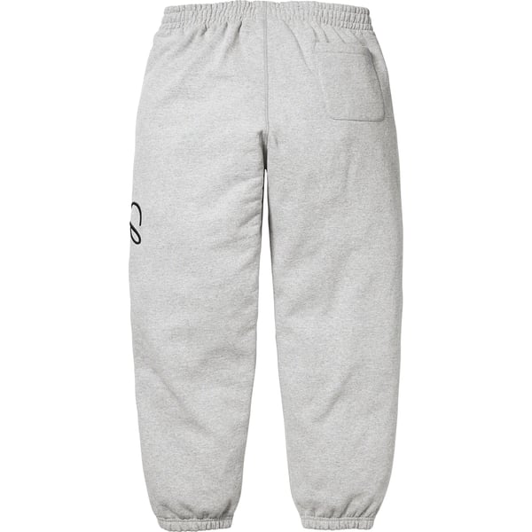 Supreme Raised Script Sweatpant - Heather Grey (front)