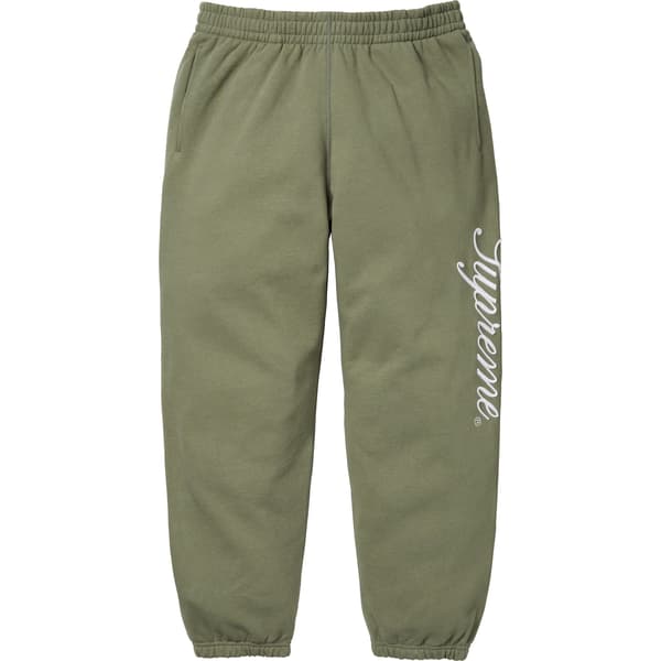 Supreme Raised Script Sweatpant - Light Olive (front)