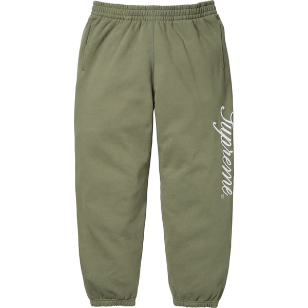 Supreme Raised Script Sweatpant - Light Olive (front)