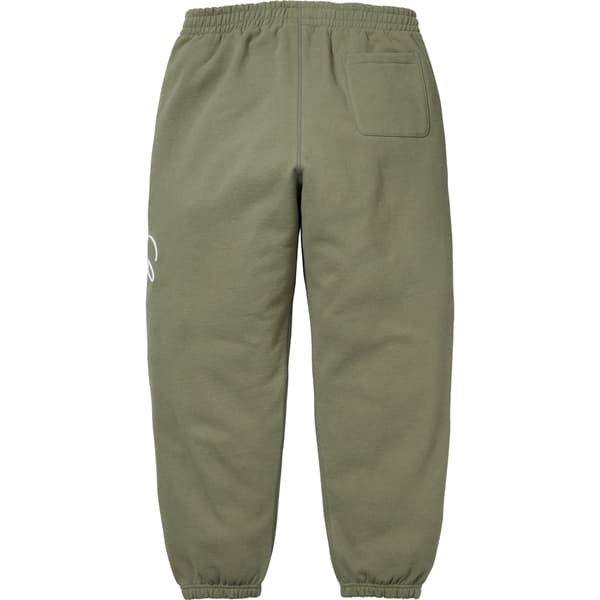 Supreme Raised Script Sweatpant - Light Olive (front)