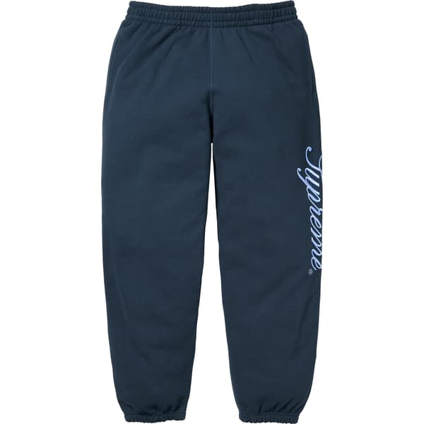 Supreme Raised Script Sweatpant - Navy (front)