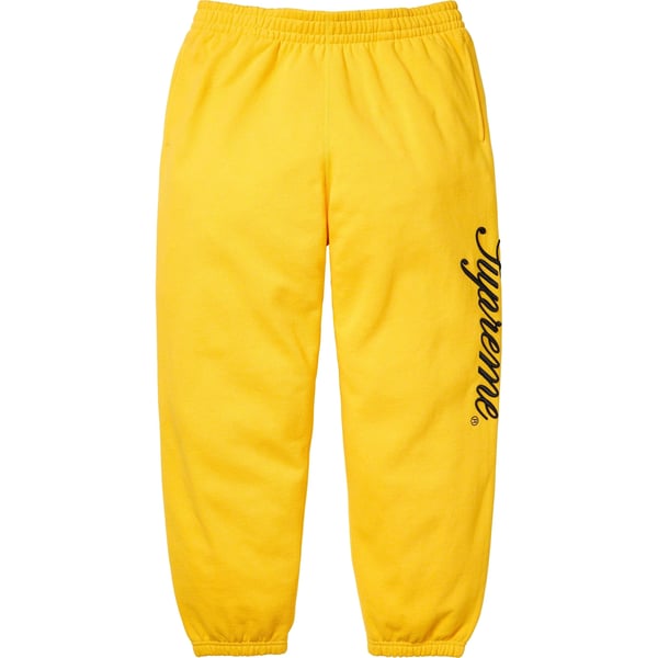 Supreme Raised Script Sweatpant - Yellow (front)