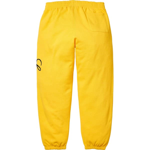 Supreme Raised Script Sweatpant - Yellow (front)