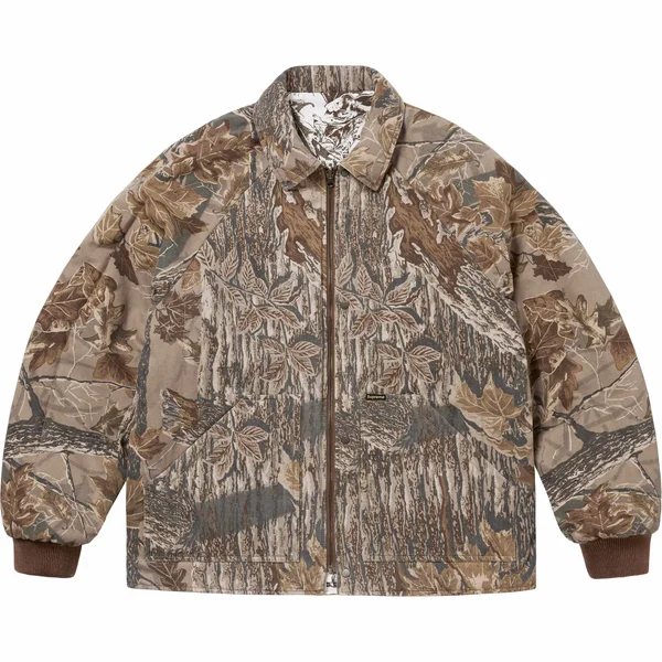 Supreme RealTree Reversible Quilted Work Jacket - Snow Camo (front)