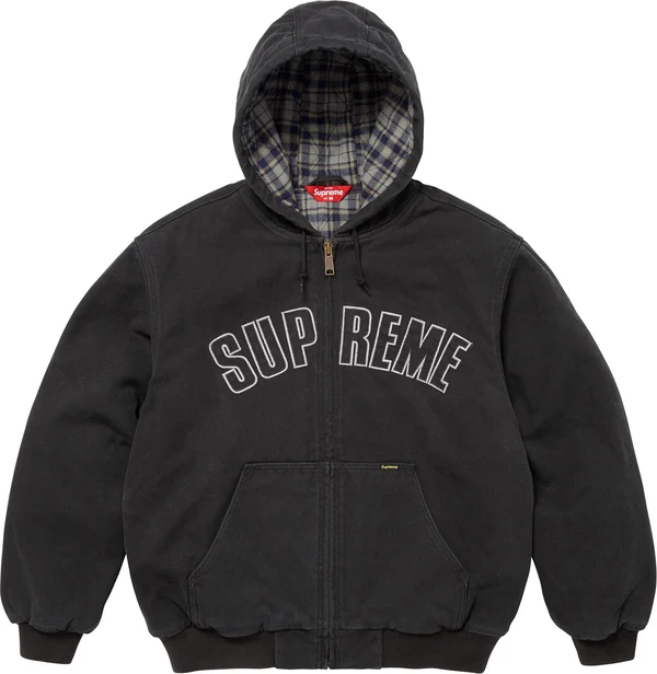 Supreme Reflective Arc Hooded Work Jacket - Black (front)