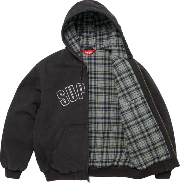 Supreme Reflective Arc Hooded Work Jacket - Black (front)