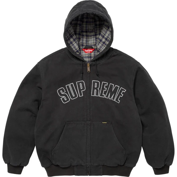 Supreme Reflective Arc Hooded Work Jacket - Black (front)