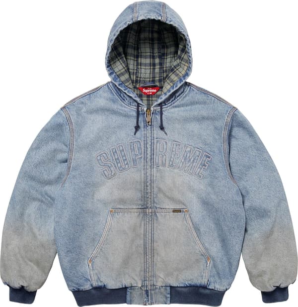 Supreme Reflective Arc Hooded Work Jacket - Denim (front)
