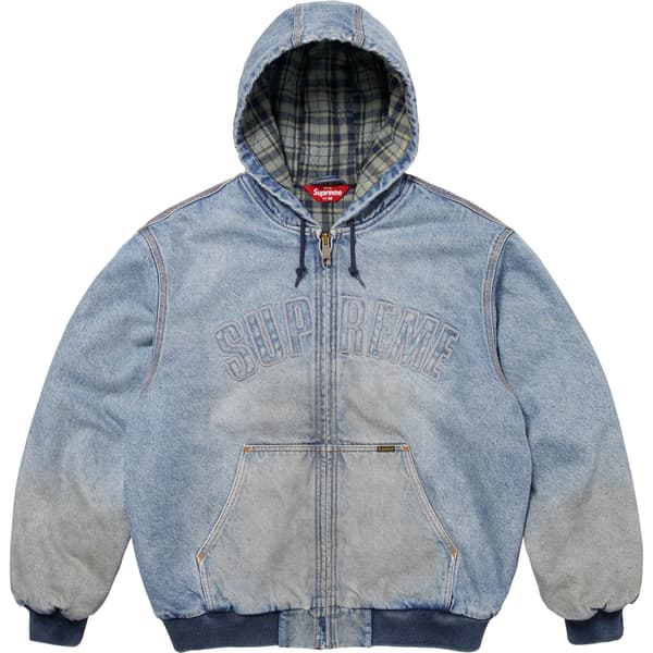 Supreme Reflective Arc Hooded Work Jacket - Denim (front)