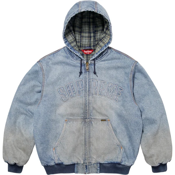 Supreme Reflective Arc Hooded Work Jacket - Denim (front)