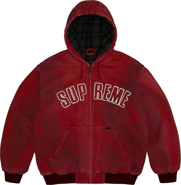 Supreme Reflective Arc Hooded Work Jacket - Red (front)