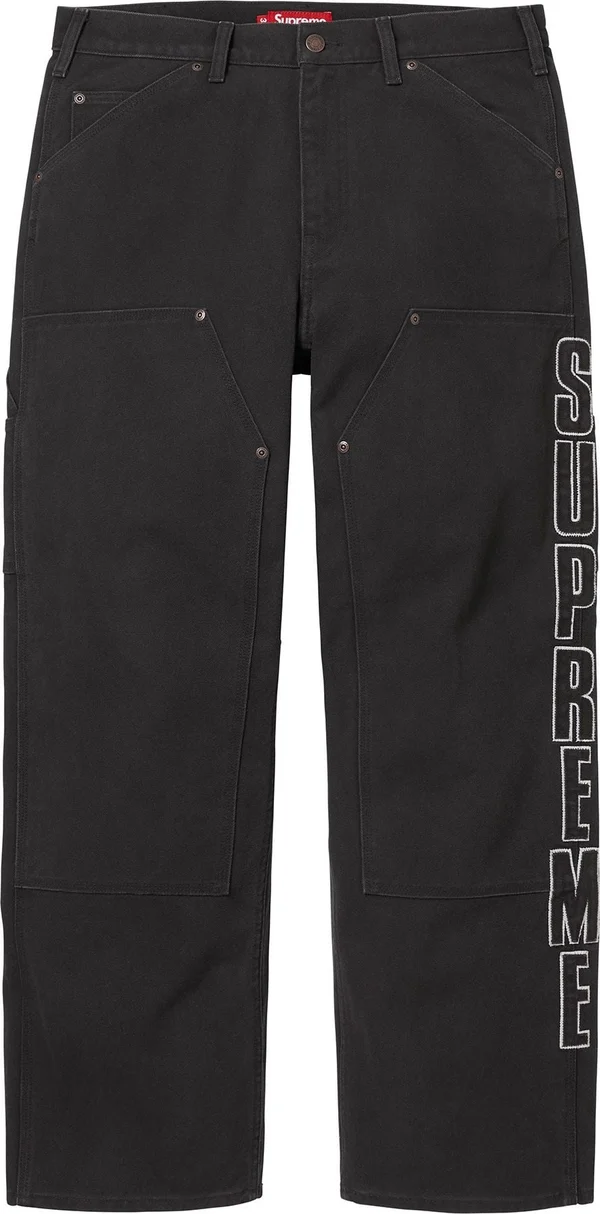 Supreme Reflective Double Knee Pant - Black (front)