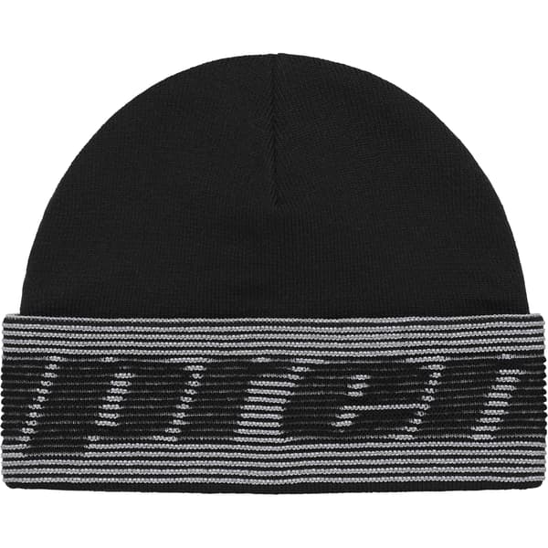 Supreme Reflective Jacquard Beanie - Black (front)