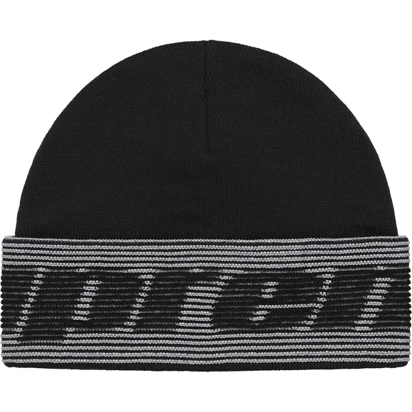 Supreme Reflective Jacquard Beanie - Black (front)