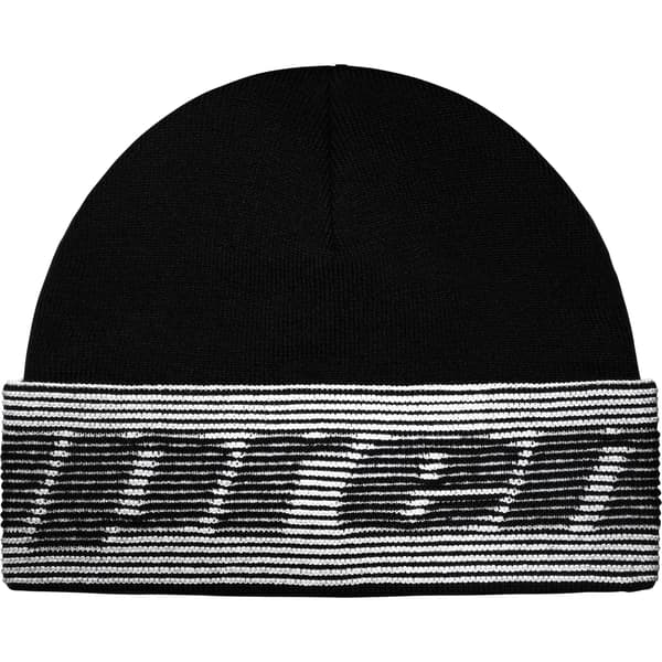 Supreme Reflective Jacquard Beanie - Black (front)