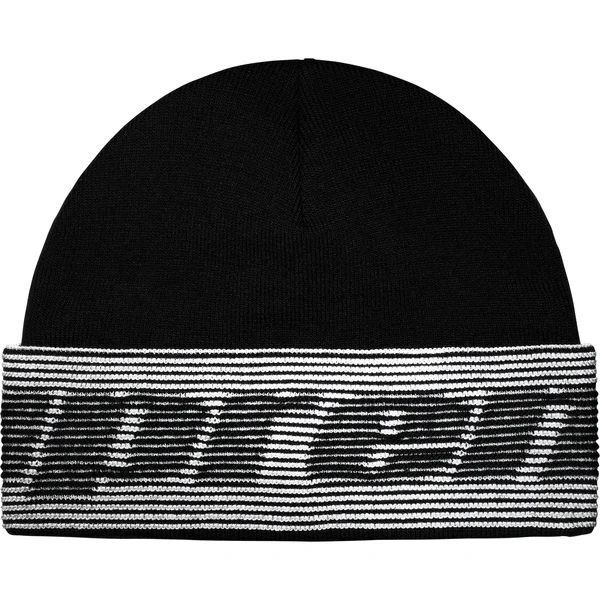 Supreme Reflective Jacquard Beanie - Black (front)