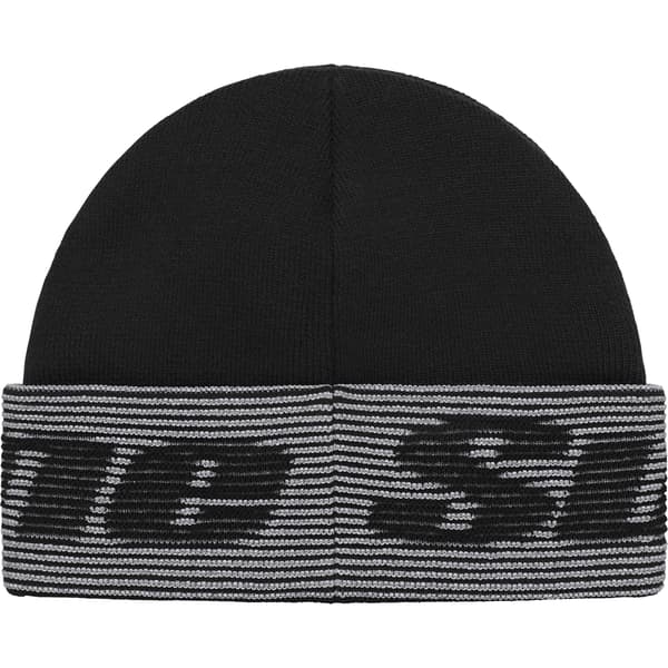 Supreme Reflective Jacquard Beanie - Black (front)