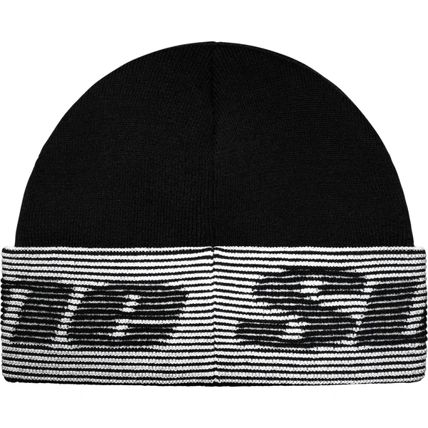 Supreme Reflective Jacquard Beanie - Black (front)