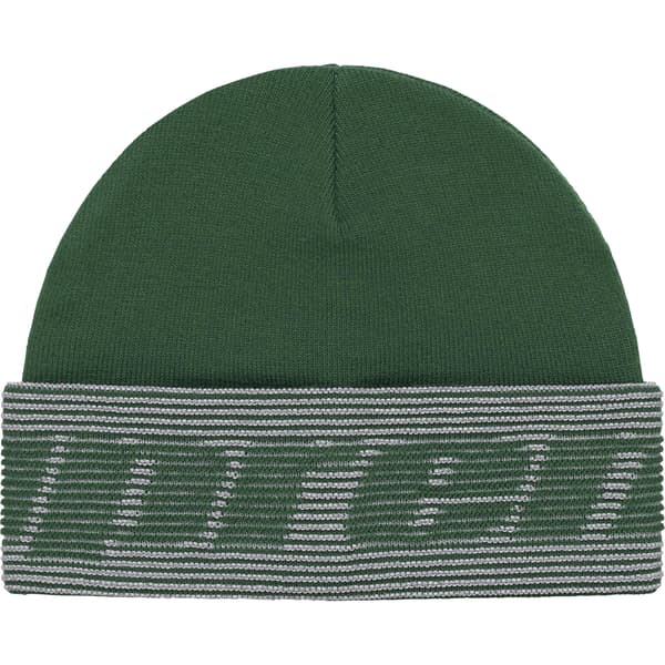 Supreme Reflective Jacquard Beanie - Dark Green (front)
