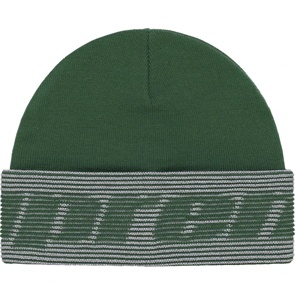 Supreme Reflective Jacquard Beanie - Dark Green (front)