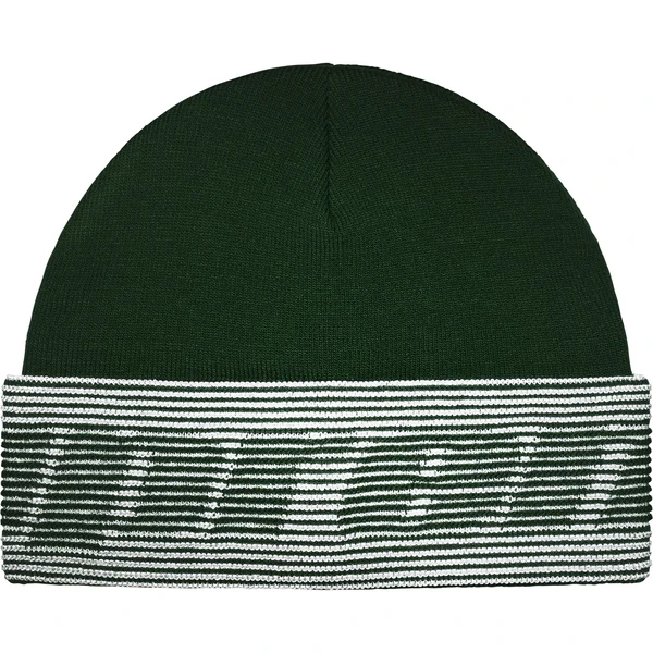 Supreme Reflective Jacquard Beanie - Dark Green (front)