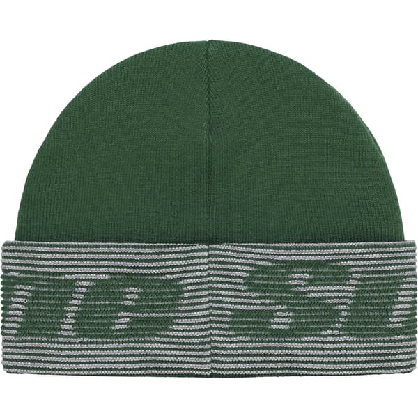 Supreme Reflective Jacquard Beanie - Dark Green (front)