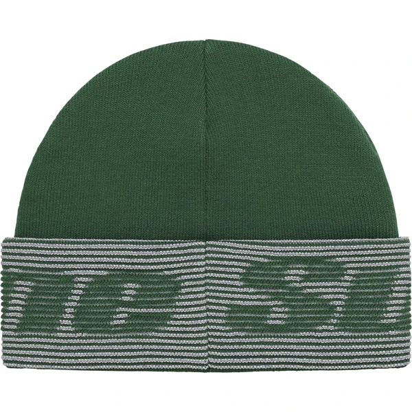 Supreme Reflective Jacquard Beanie - Dark Green (front)