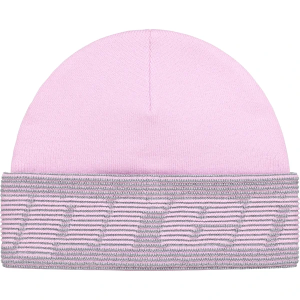 Supreme Reflective Jacquard Beanie - Light Pink (front)