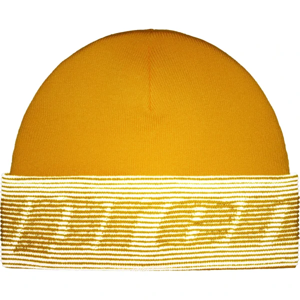 Supreme Reflective Jacquard Beanie - Mustard (front)