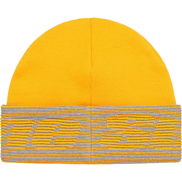 Supreme Reflective Jacquard Beanie - Mustard (front)