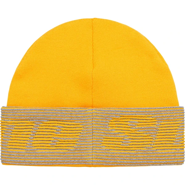 Supreme Reflective Jacquard Beanie - Mustard (front)
