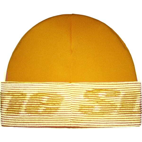 Supreme Reflective Jacquard Beanie - Mustard (front)